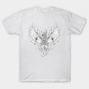 Phoenix with flowers.Mystical symbol T-Shirt